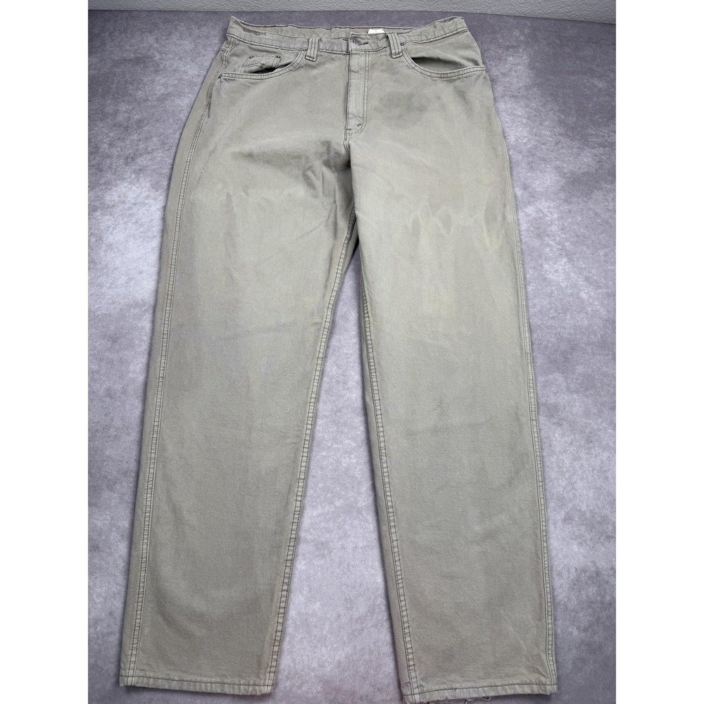Levis 502 Jeans Mens 38x34 Beige Straight Leg Made USA Distressed Vintage‎ 90s